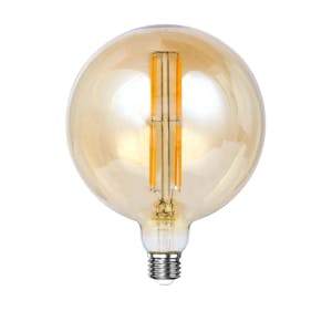 Ampoule globe 15 cm ambrée LED filament lumière chaude (E27)
